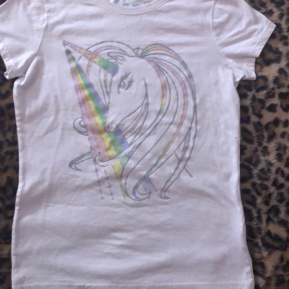 Girls glitter unicorn shirt top 10/12